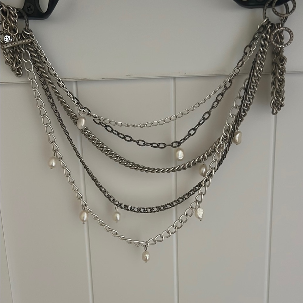 Stella & Dot Multi-Layered Silver Necklace